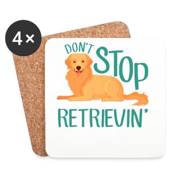 Don't Stop Retrievin' – Golden Retriever Hund - Untersetzer (4er-Set) - Weiß - Vorne