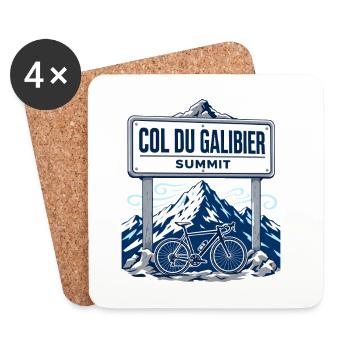 Col du Galibier Summit Road Cycling Mountain Pass - Untersetzer (4er-Set) - Weiß - Vorne