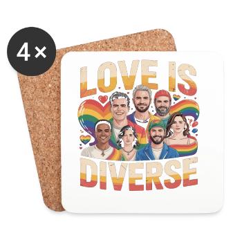 Love Is Diverse Pride Rainbow - Coasters (set of 4) - white - Front