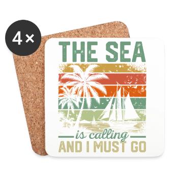 The Sea Is Calling And I Must Go Sailor Sail Capta - Coasters (set of 4) - white - Front