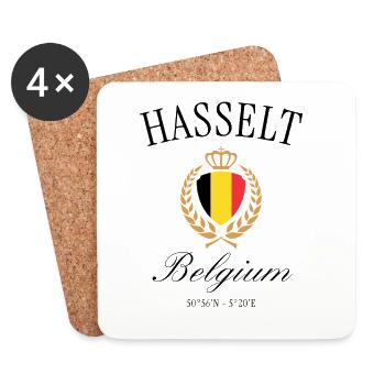 Hasselt Belgien Wappen Krone – Reise Souvenir - Untersetzer (4er-Set) - Weiß - Vorne