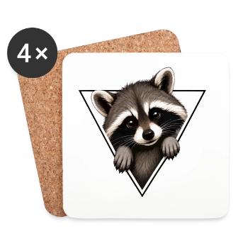 Raccoon in a triangle - Coasters (set of 4) - white - Front