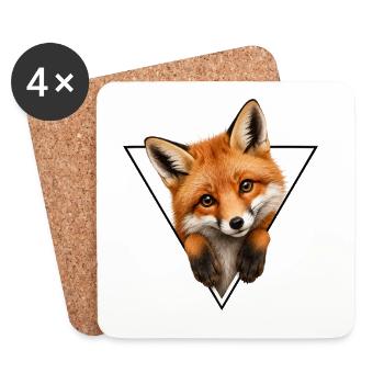 Fuchs im Dreieck-Illustration - Untersetzer (4er-Set) - Weiß - Vorne