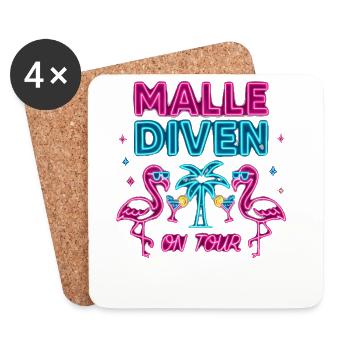 Malle Divas On Tour Women's Flamingo Mallorca Party - Coasters (set of 4) - white - Front