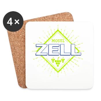 Zell an der Mosel Retro Weintrauben Souvenir - Untersetzer (4er-Set) - Weiß - Vorne