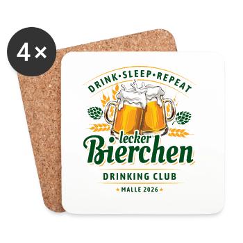 Malle 2026 - Lecker Bierchen Drinking Club - Untersetzer (4er-Set) - Weiß - Vorne