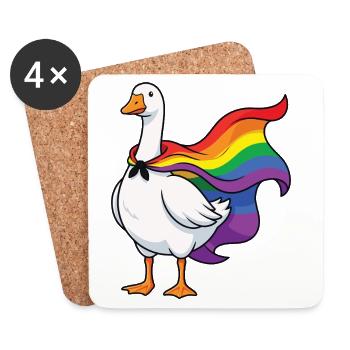 Mois de la Fierté LGBTQ - Drôle d’Oie Fière - Dessous de verre (lot de 4) - blanc - Devant