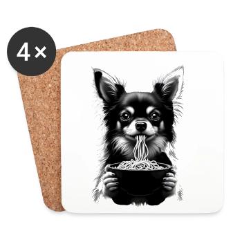 Le chihuahua mange du ramen - Dessous de verre (lot de 4) - blanc - Devant