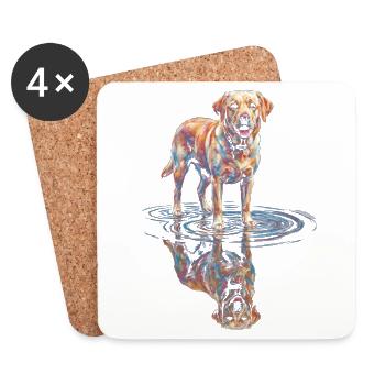 Labrador Retriever avec réflexion dans l’eau - Dessous de verre (lot de 4) - blanc - Devant