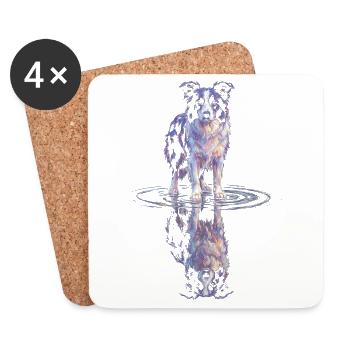Border Collie Water Reflection - Coasters (set of 4) - white - Front
