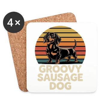 Groovy Dackel - Untersetzer (4er-Set) - Weiß - Vorne