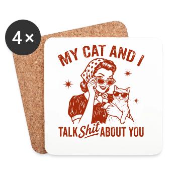 My Cat And I Talk About You Funny Happened - Coasters (set of 4) - white - Front