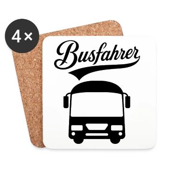 Occupation Bus Driver Text Design by Bus - Coasters (set of 4) - white - Front