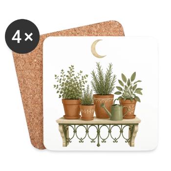 Clair de lune du balcon des herbes - Dessous de verre (lot de 4) - blanc - Devant