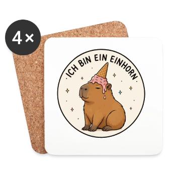 Capybara Einhorn - Untersetzer (4er-Set) - Weiß - Vorne