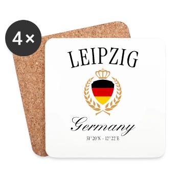 Couronne des armoiries de Leipzig, Allemagne – Souvenir de voyage - Dessous de verre (lot de 4) - blanc - Devant