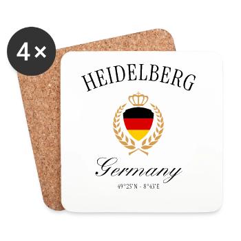 Heidelberg Wappen Krone – Reise Souvenir - Untersetzer (4er-Set) - Weiß - Vorne