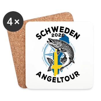 Schweden 2026 Angeltour | Angler | Hecht - Untersetzer (4er-Set) - Weiß - Vorne