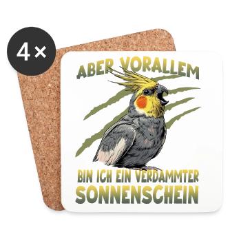 Nymphensittich Cockatiel exotischer Papagei - Untersetzer (4er-Set) - Weiß - Vorne