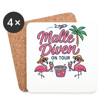 Malle Divas On Tour Women's Flamingo Mallorca Party - Coasters (set of 4) - white - Front