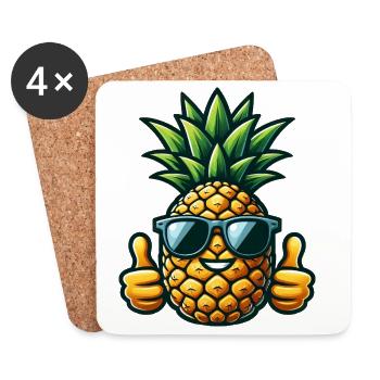 Lunettes de soleil d’été fraîches aux fruits d’ananas - Dessous de verre (lot de 4) - blanc - Devant