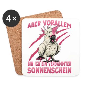 Cockatoo Haubenkakadu Papageienfreund Vogel Outfit - Untersetzer (4er-Set) - Weiß - Vorne