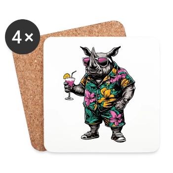 Rhino Comic Summer - Coasters (set of 4) - white - Front