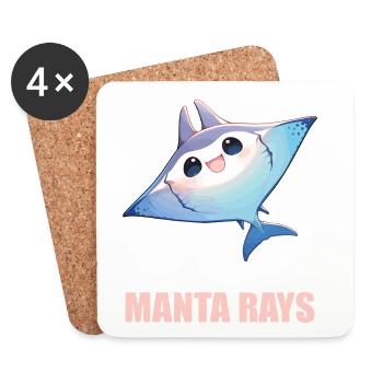 Raies Manta Raies - Dessous de verre (lot de 4) - blanc - Devant