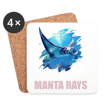 Raies Manta Raies - Dessous de verre (lot de 4) - blanc - Devant