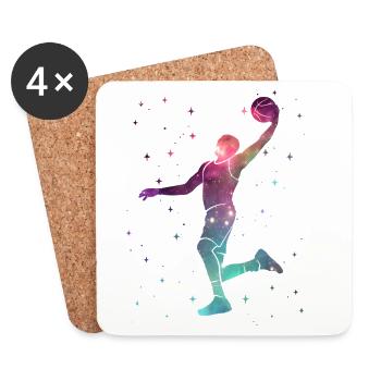 Joueurs de basket Joueurs de basketball Basketball spatial - Dessous de verre (lot de 4) - blanc - Devant