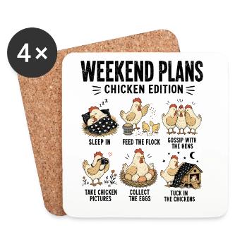 Plans du week-end Édition poulet drôle - Dessous de verre (lot de 4) - blanc - Devant