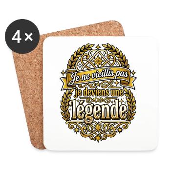 Je ne vieillis pas je deviens une légende - Dessous de verre (lot de 4) - blanc - Devant