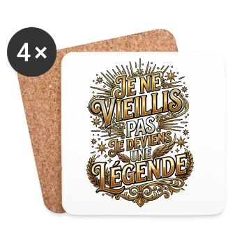 Je ne vieillis pas je deviens une légende - Dessous de verre (lot de 4) - blanc - Devant