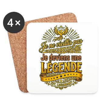 Je ne vieillis pas je deviens une légende Phénix - Dessous de verre (lot de 4) - blanc - Devant