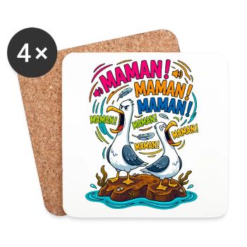 Mouettes Criant Maman Humour Mère - Dessous de verre (lot de 4) - blanc - Devant