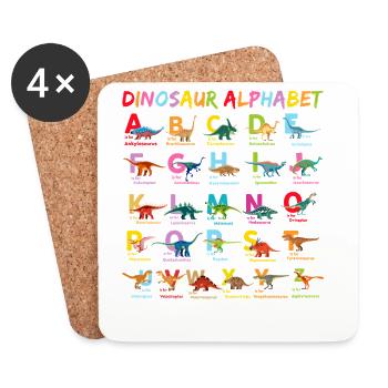 Alphabet Dinosaur Alphabet Child - Coasters (set of 4) - white - Front
