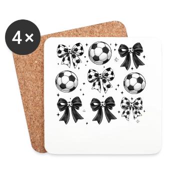 Coquette Football: Schleifen- und Luftballonsmuster - Untersetzer (4er-Set) - Weiß - Vorne