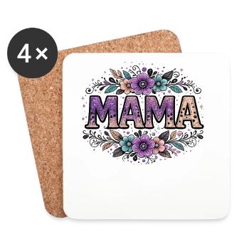 Cadeau Maman : Visuel Mama Rétro - Dessous de verre (lot de 4) - blanc - Devant