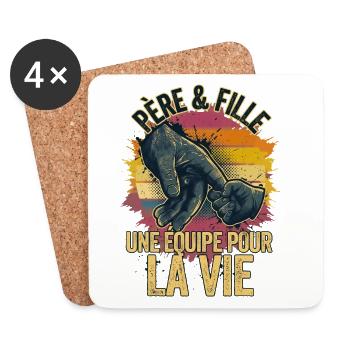 Père et Fille Équipe Pour La Vie Grunge - Dessous de verre (lot de 4) - blanc - Devant