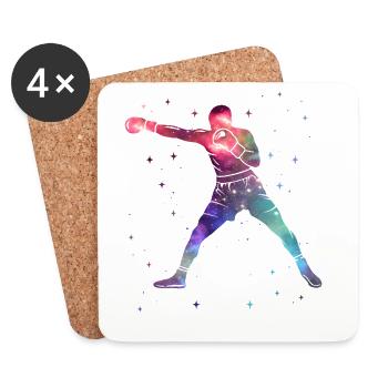 Boxer Boxing Space Kids Men Boys - Coasters (set of 4) - white - Front