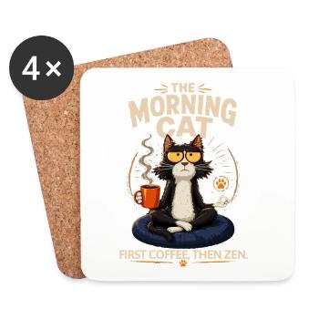 Morgenkatze: Kaffee Zen - Untersetzer (4er-Set) - Weiß - Vorne