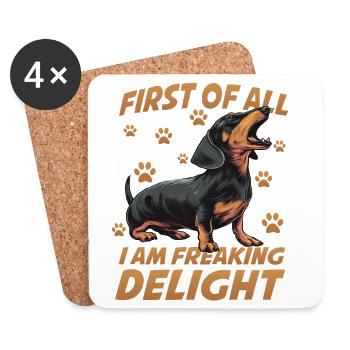 Teckel à poil court Teckel Chien viennois Petit chien de chasse - Dessous de verre (lot de 4) - blanc - Devant