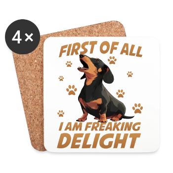 Teckel à poil court Chien saucisse Teckel Propriétaire de chien teckel - Dessous de verre (lot de 4) - blanc - Devant