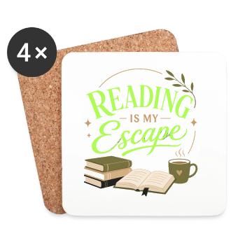 Book Fan Literature Lover Reading Motif - Coasters (set of 4) - white - Front
