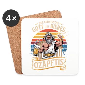  Der Griechische Gott Des Bieres Ozapftis Lustiger - Untersetzer (4er-Set) - Weiß - Vorne