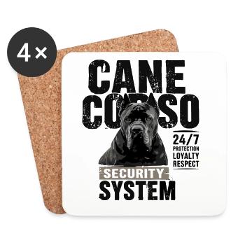 Cane Corso Security System 24 7 Protection - Coasters (set of 4) - white - Front