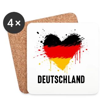 Deutschland Herz Fußball Fanartikel - Untersetzer (4er-Set) - Weiß - Vorne