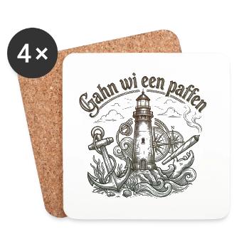 Plattdeutsch Kiffer Humor Nordsee Moin Spruch - Untersetzer (4er-Set) - Weiß - Vorne