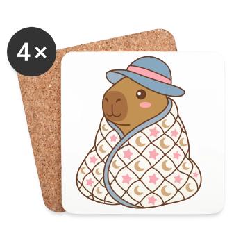 Cozy Moonstar Capibara in Starry Qulit Cape - Coasters (set of 4) - white - Front
