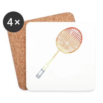 Badminton Racket Sketch - Coasters (set of 4) - white - Front